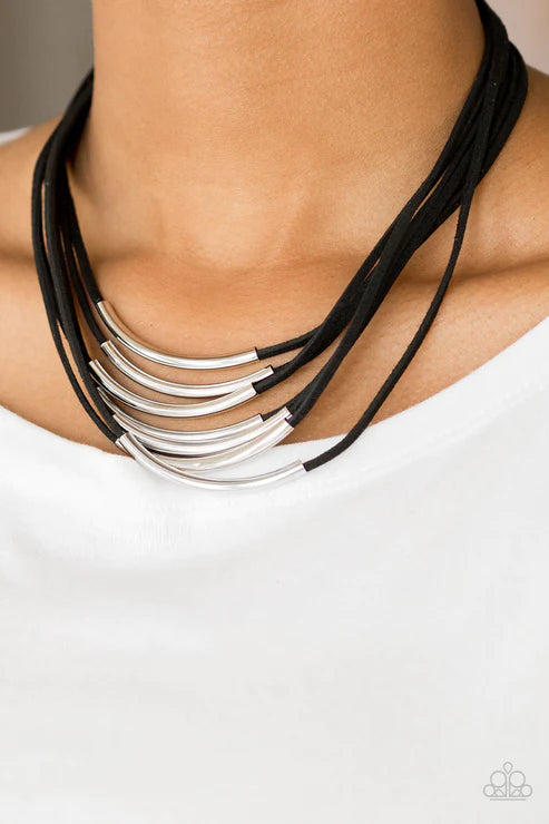 Walk The WALKABOUT - Black Silver Necklace