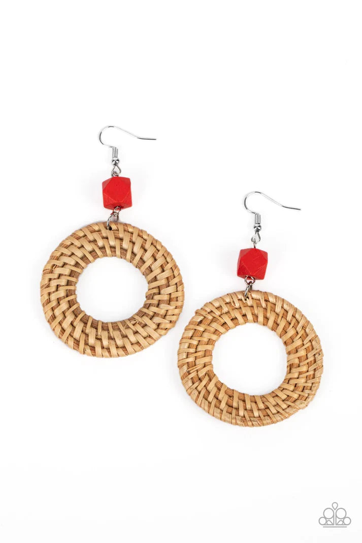 Wildly Wicker - Red  Earrings