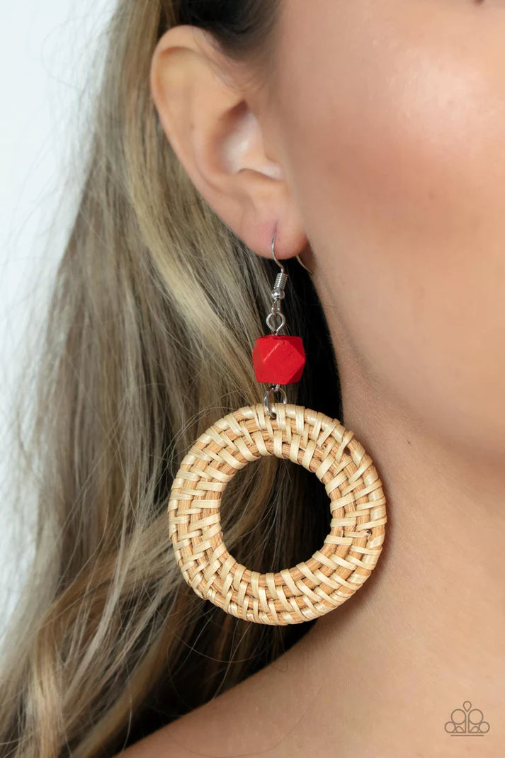 Wildly Wicker - Red  Earrings