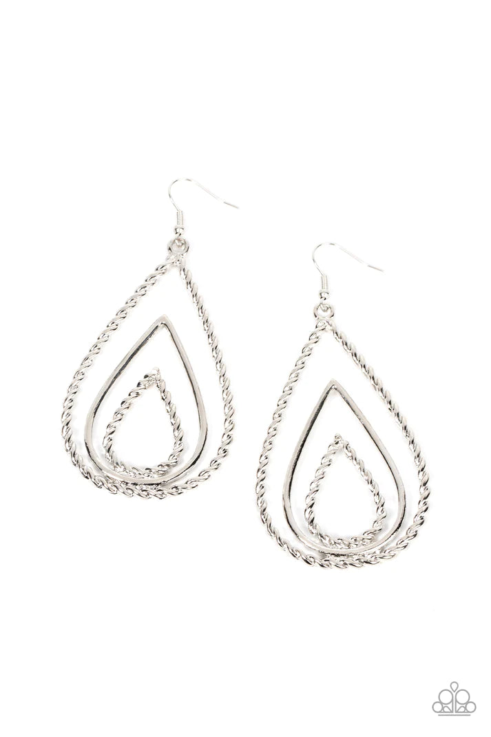 Tastefully Twisty - Silver  Earrings