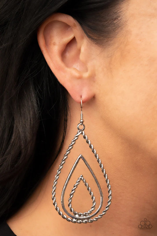 Tastefully Twisty - Silver  Earrings