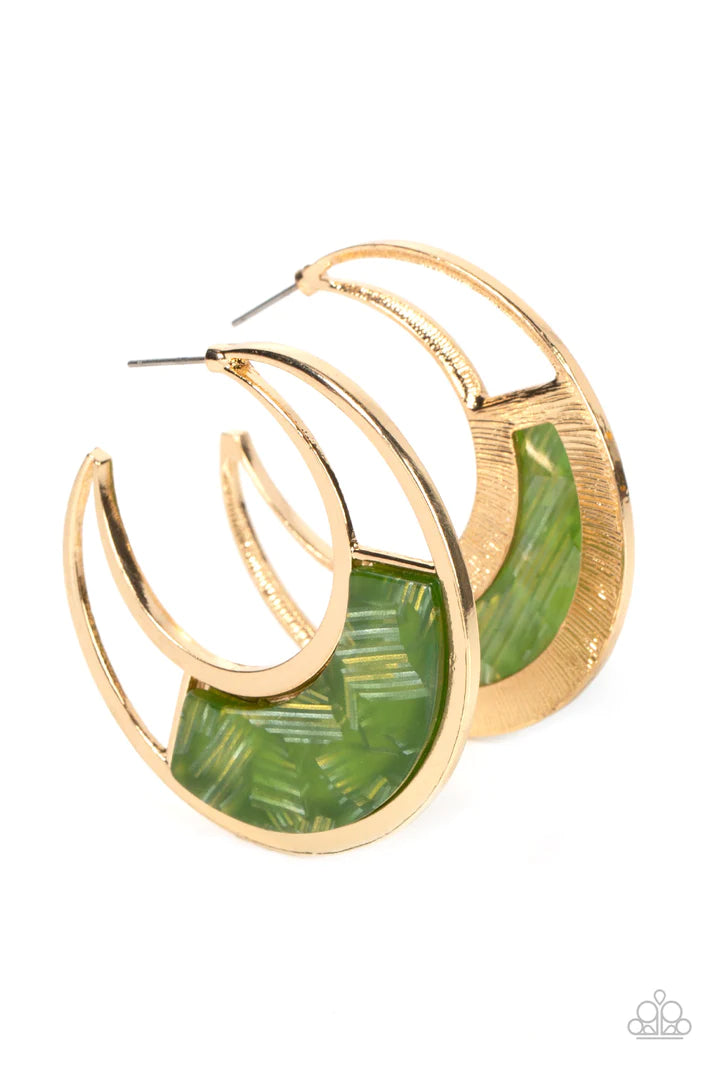 Contemporary Curves - Green  Earrings