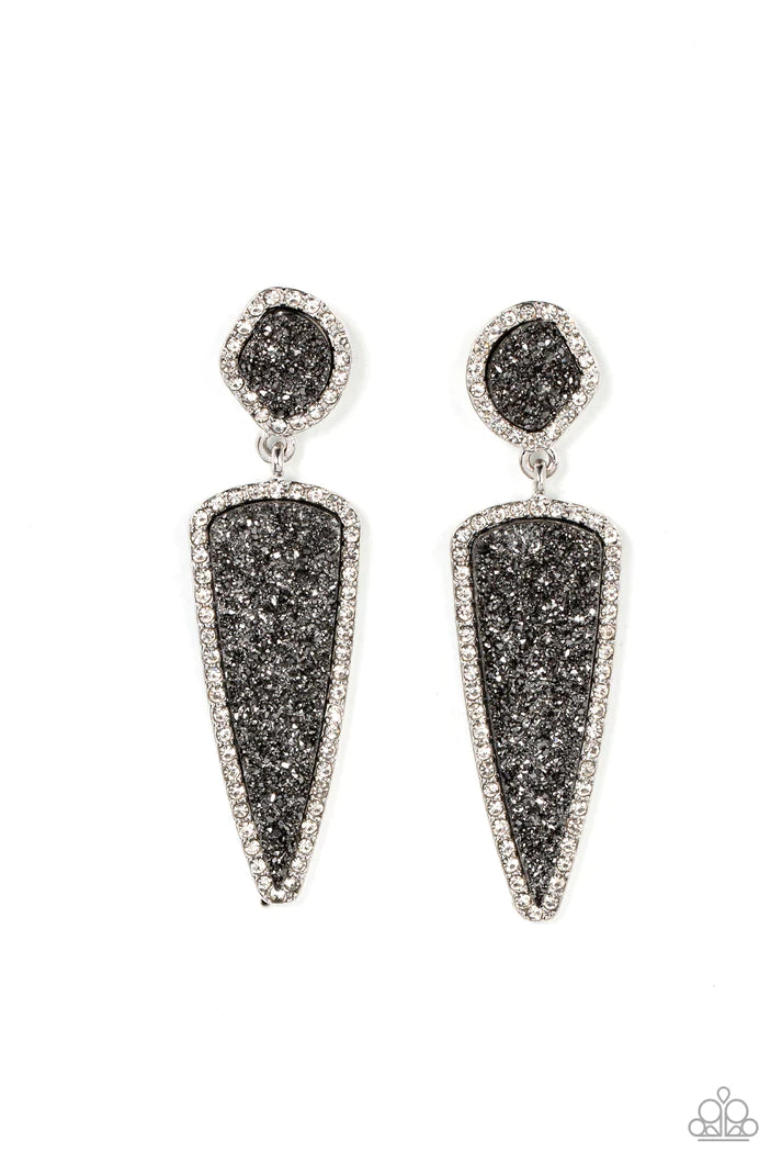 Druzy Desire - Silver  Post Earrings