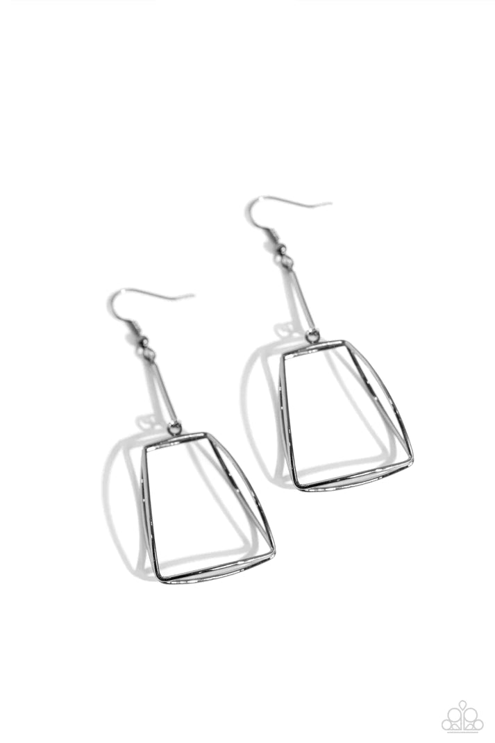 Trapezoidal Transcendence - Black  Earrings