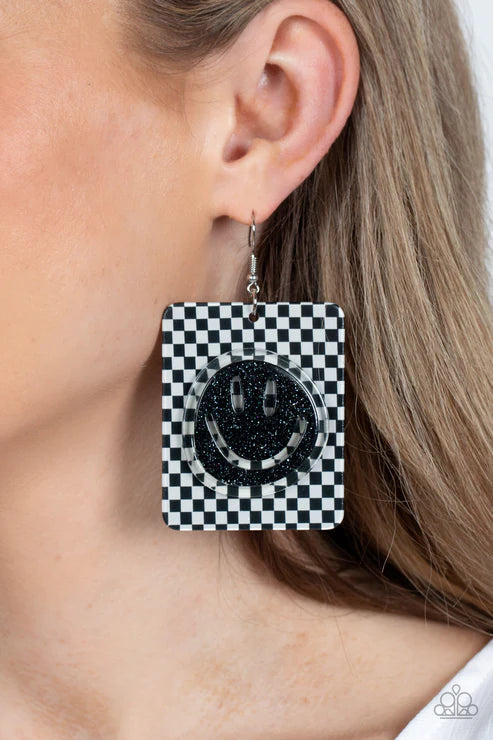 Cheeky Checkerboard - Black  Earrings