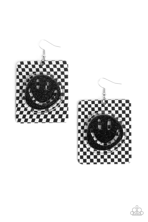 Cheeky Checkerboard - Black  Earrings